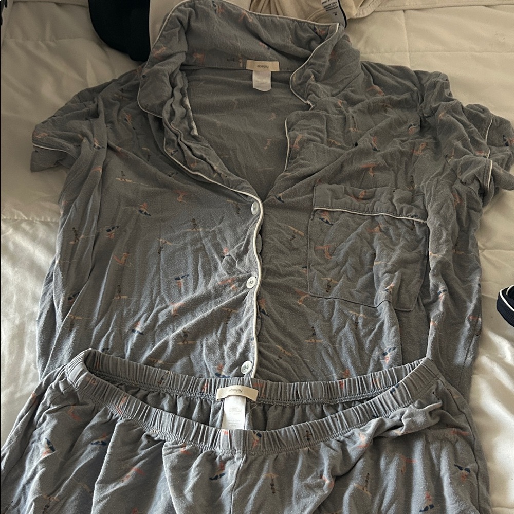 Eberjey gray printed pajama set size M